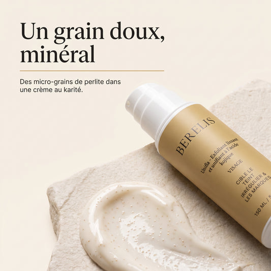Texture de l'exfoliant Unifia aux micro-grains de perlite