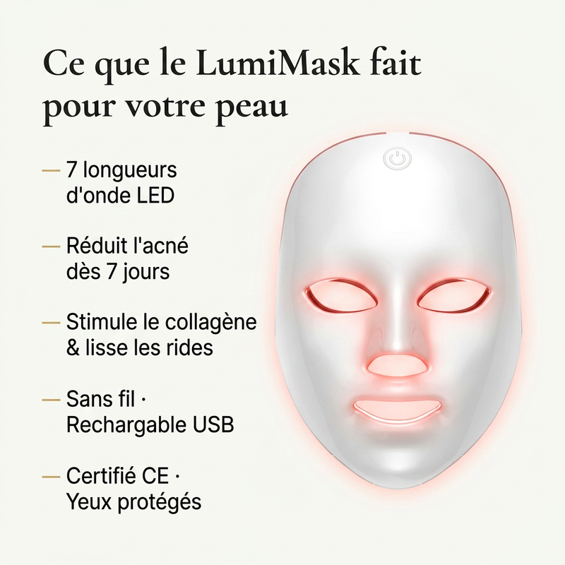 LumiMask — Masque LED Visage anti acnés et rides