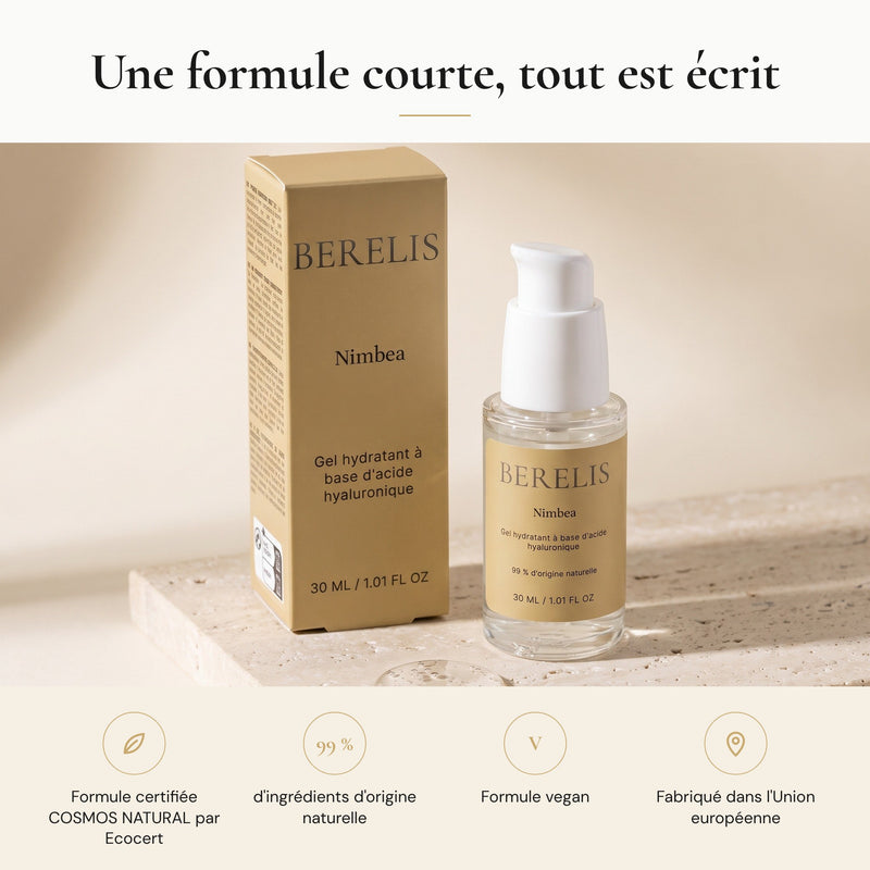 Nimbea : formule certifiée COSMOS NATURAL par Ecocert, 99 % d'origine naturelle, vegan, fabriquée dans l'UE