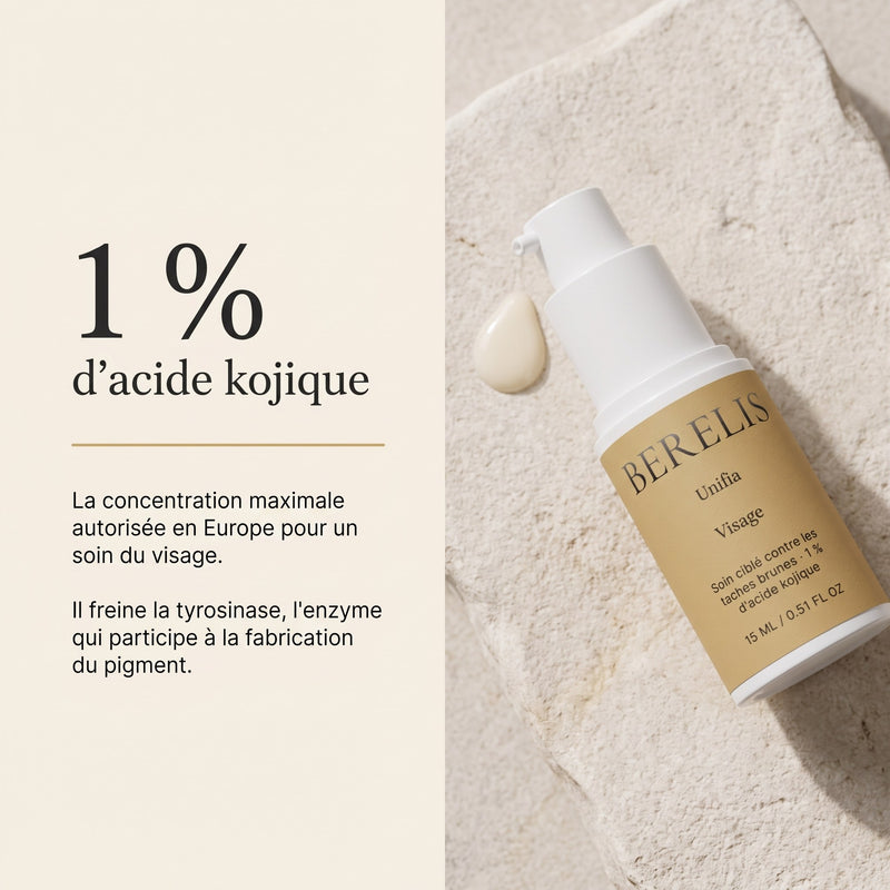 1 % d'acide kojique, la concentration maximale autorisée en Europe pour un soin du visage