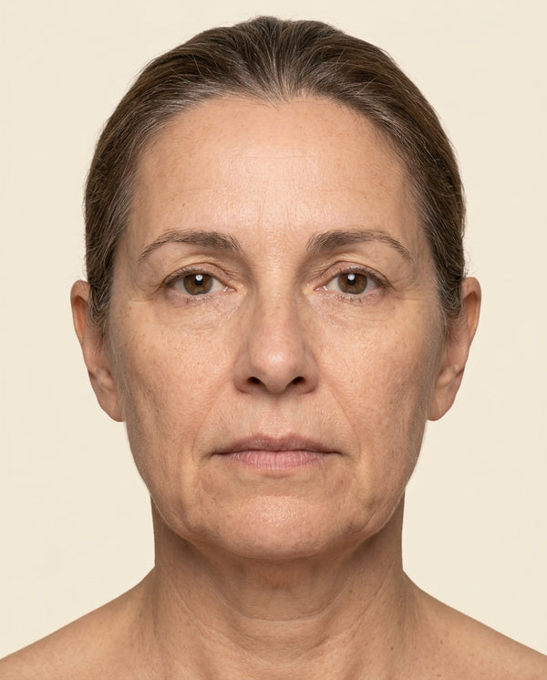 Illustration avant de l’ovale du visage avec relâchement cutané — LusterLift BERELIS